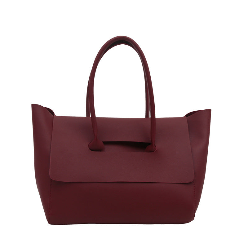 Women's Large Capacity Retro Fashionable Stylish Pure Color Simple Commuter Handbags