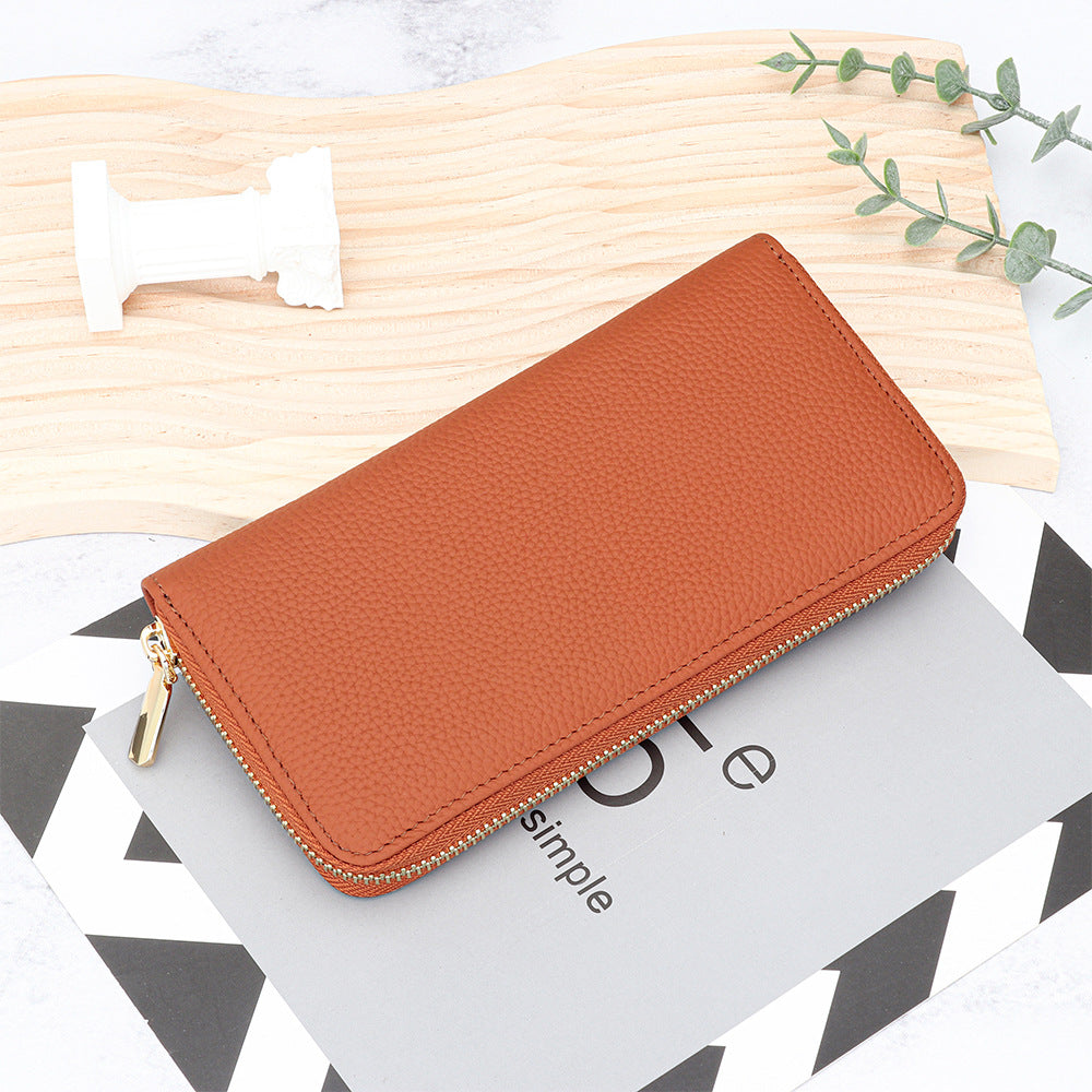 Women's & Men's & Pure Cowhide Long Clutch Large Ladies Wallets