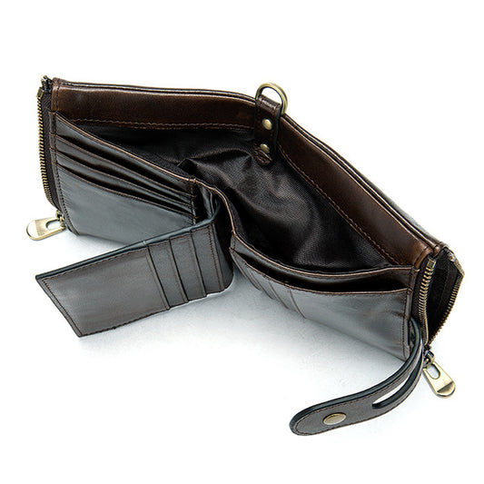 Zipper Locking Leather For Man Short Men's Wallets