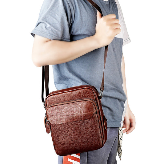 Men's Layer Cowhide Leather Daily Simple Trendy Lightweight Men's Messenger Bags