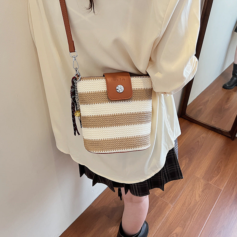 Women's Rainbow Summer Woven Large Capacity Fashion Women's Messenger Bag