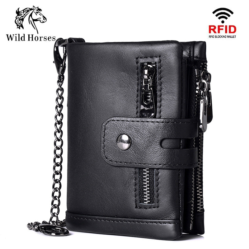 Men's Swiping Vertical Top Layer Oil Wax Men's Wallets