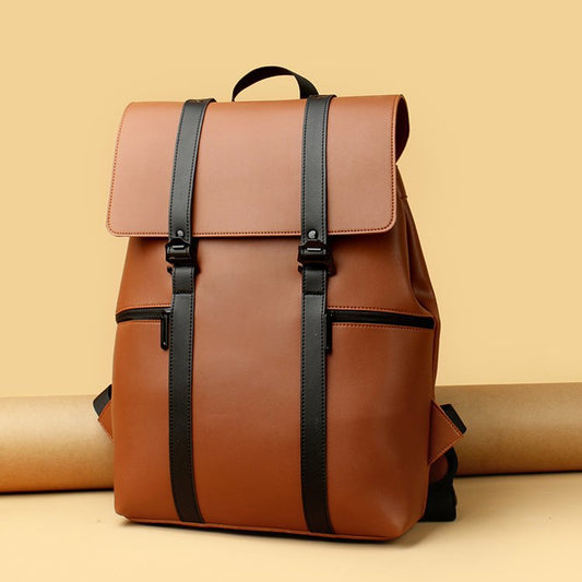 Men's Commuter Leather Waterproof Large Capacity Decompression Backpacks