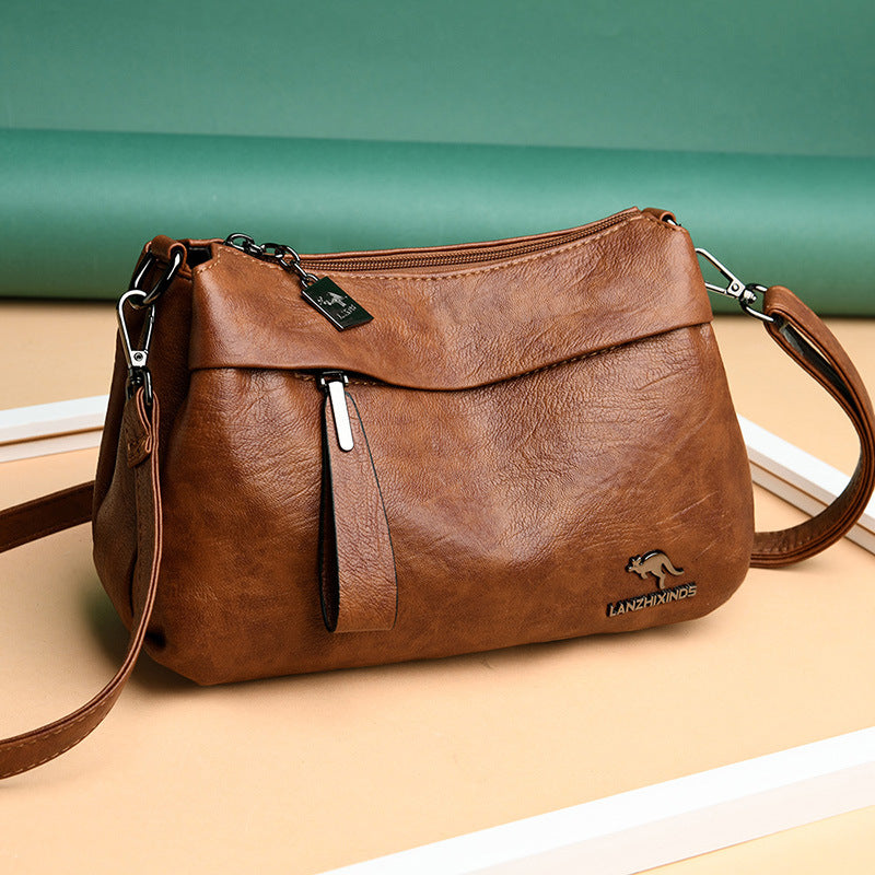 Women's Fashion Solid Color Soft Surface Large Crossbody Bags