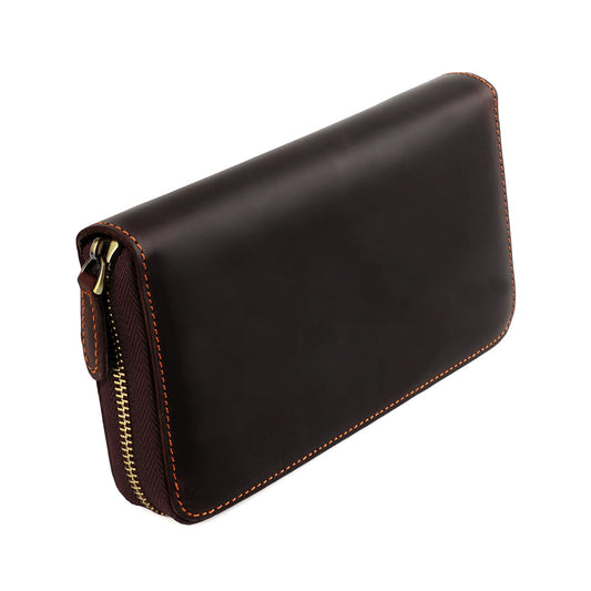 Women's & Men's & Retro Crazy Horse Leather Expanding Genuine Card Holder