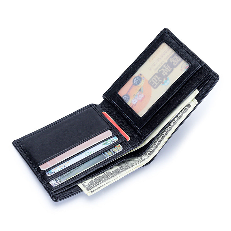 Men's Pure Sheepskin Short Fold Classic Clip Genuine Men's Wallet