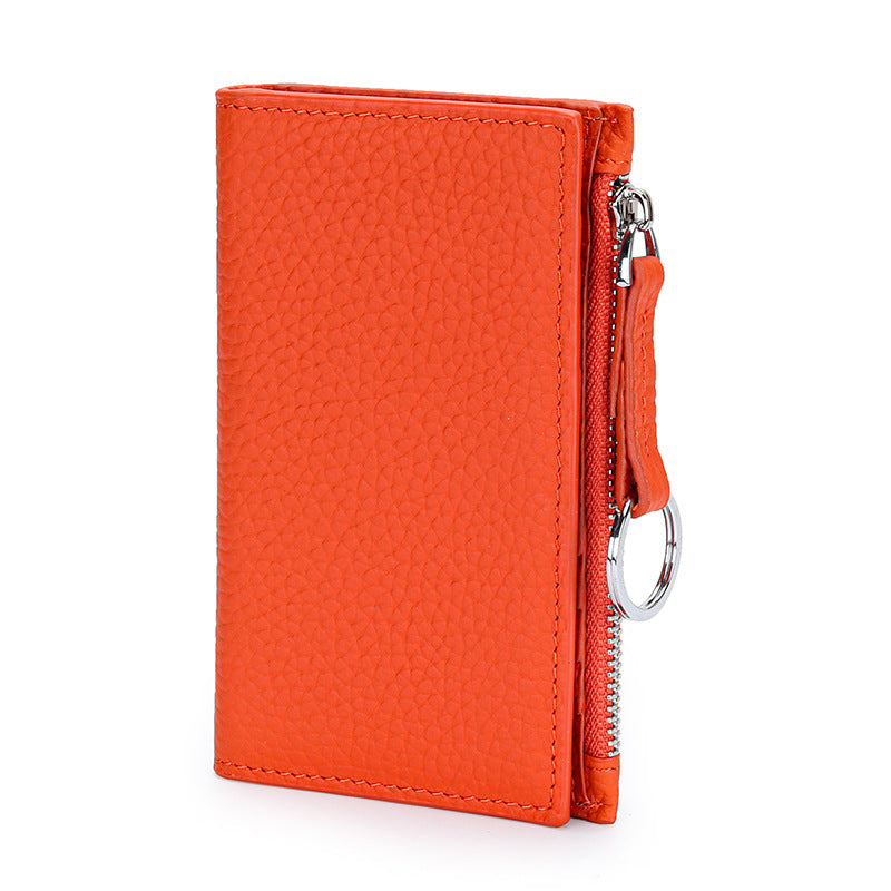 Women's Pure Cowhide Short Versatile Multiple Slots Coin Purses