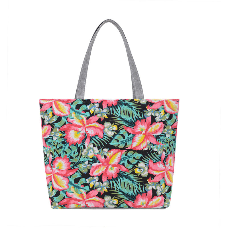 Women's Canvas Large Capacity Printed Korean Literary Women's Shoulder Bag