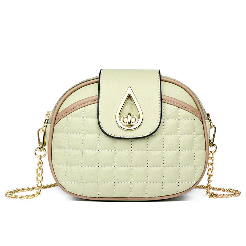 Women's Chain Round Versatile Plaid Textured Shoulder Bags