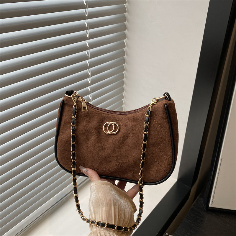 Women's Suede Rhombus Chain Horizontal Underarm Women's Shoulder Bag