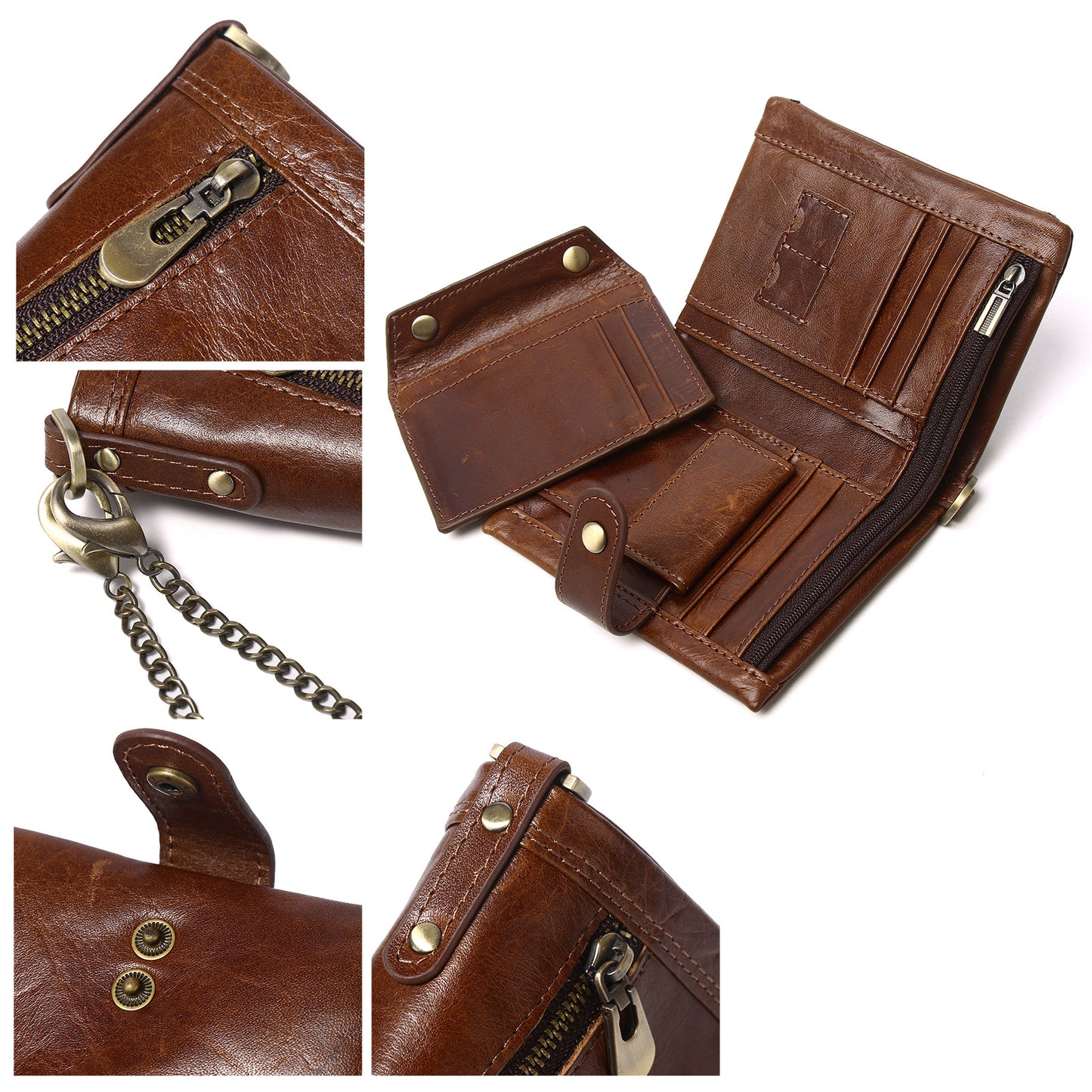 Men's Classy Leather Swiping Short Cowhide Men's Wallets
