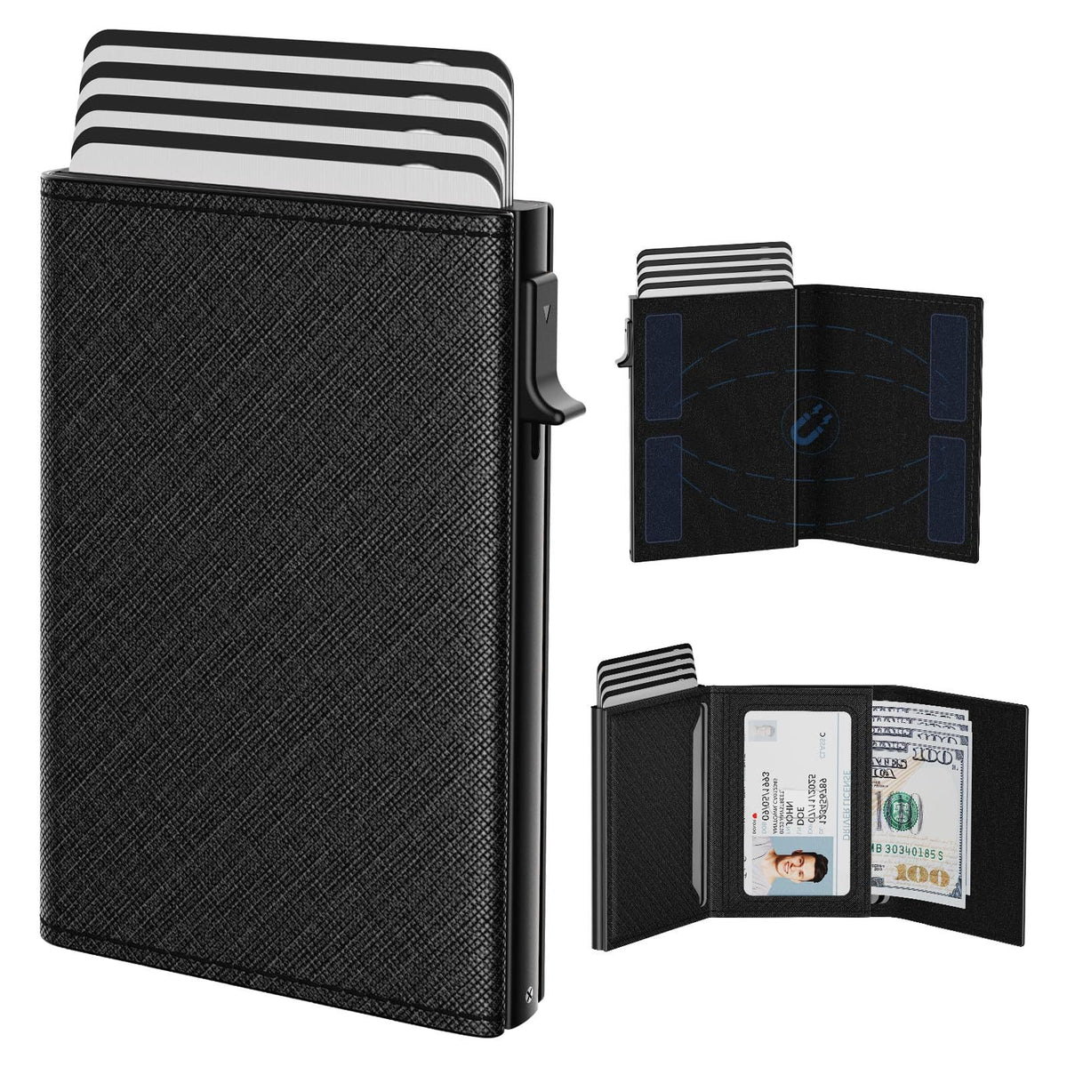 Men's Multiple Slots Large Capacity Automatic Pop-up Metal Cartridge Men's Wallet