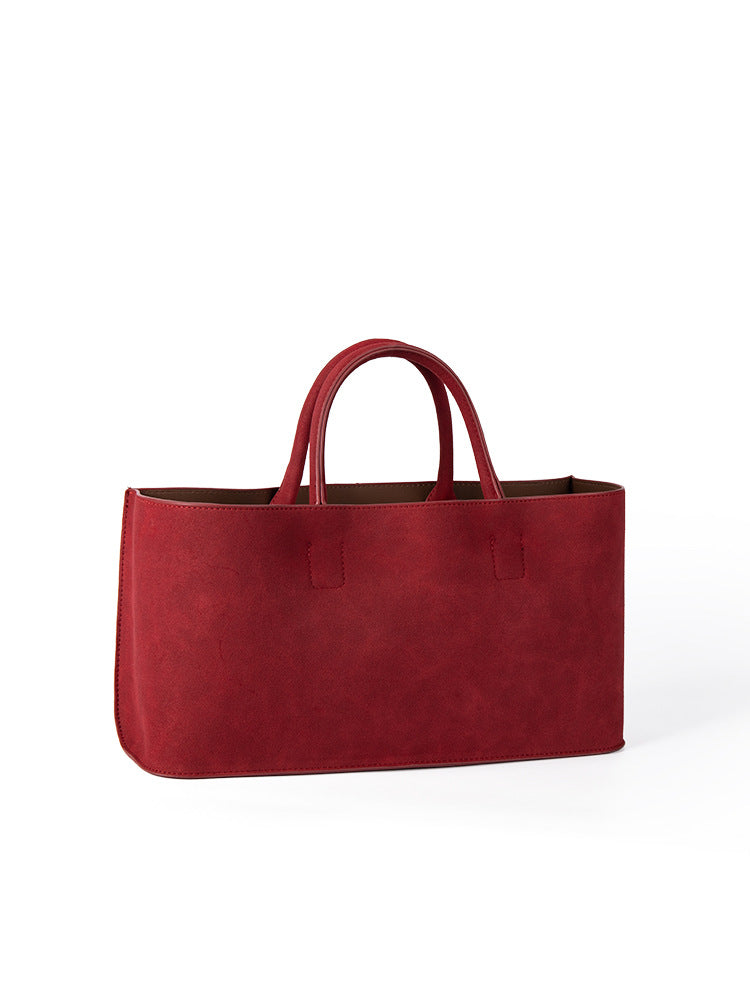 Women's Korean Niche Minimalist Suede Large Capacity Tote Bags