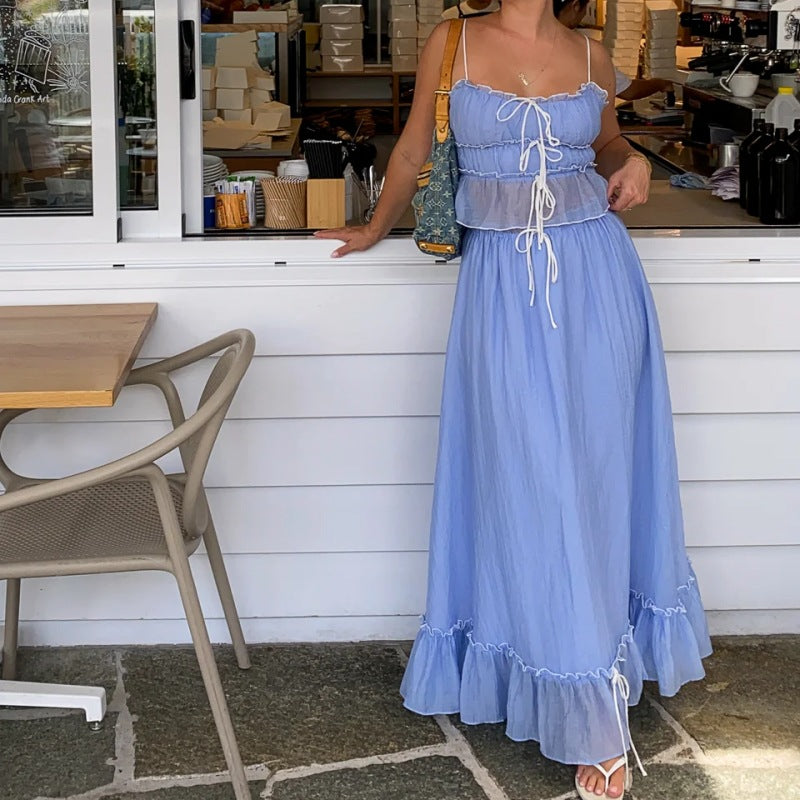 Women's Fashion French Sexy Vacation Style Sling Temperament Suits
