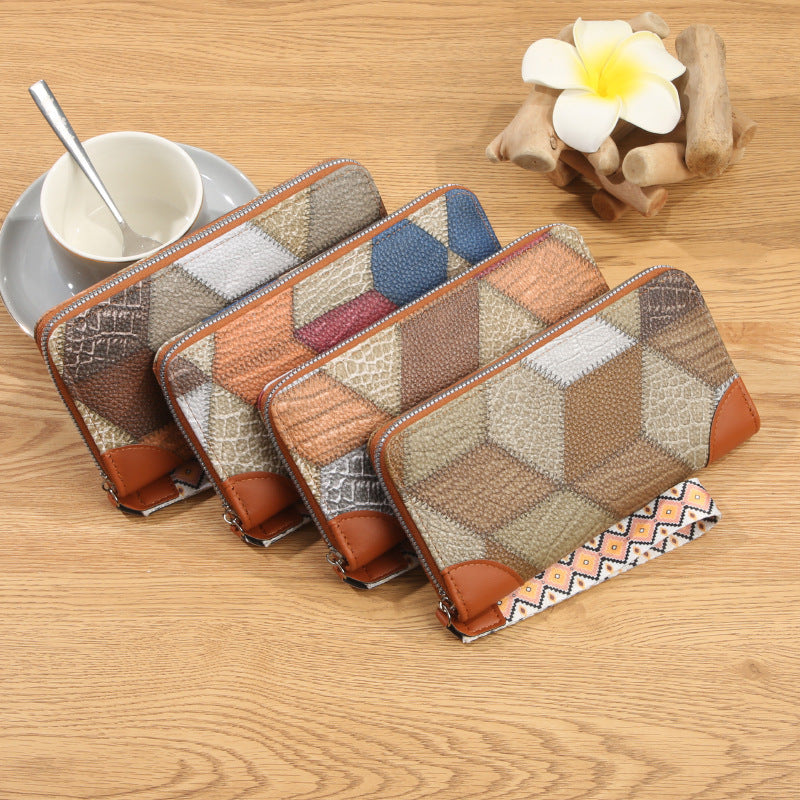 Women's Printed Plaid Contrast Color Mid-length Now Ladies Wallet