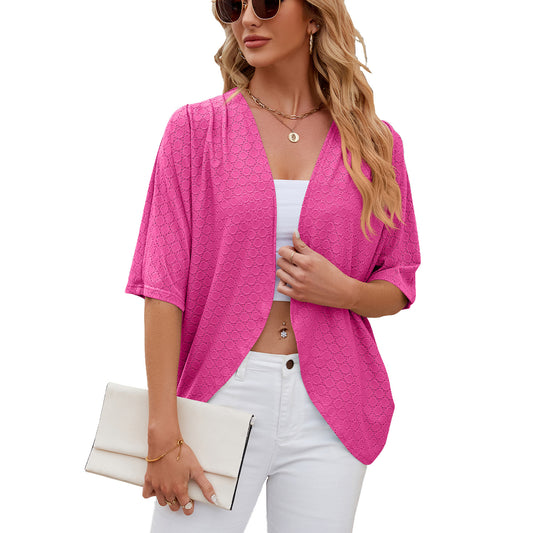 Solid Color Half Sleeves Knitted Office Knitwear