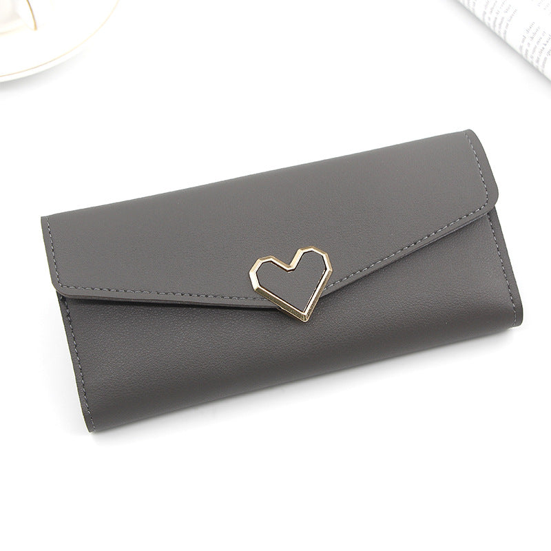 Women's Fashion Simple Heart-shaped Long Large Capacity Clutch Card Holder