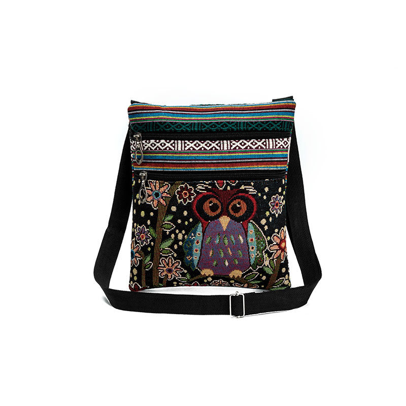 Women's Tourist Attractions Ethnic Characteristics Cloth Creative Style Cute Owl Shoulder Bags
