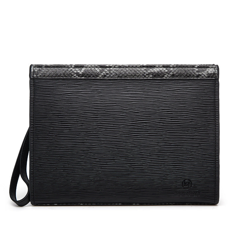 Men's Embroidered Striped Woven Green Envelope Large Men's Handbags