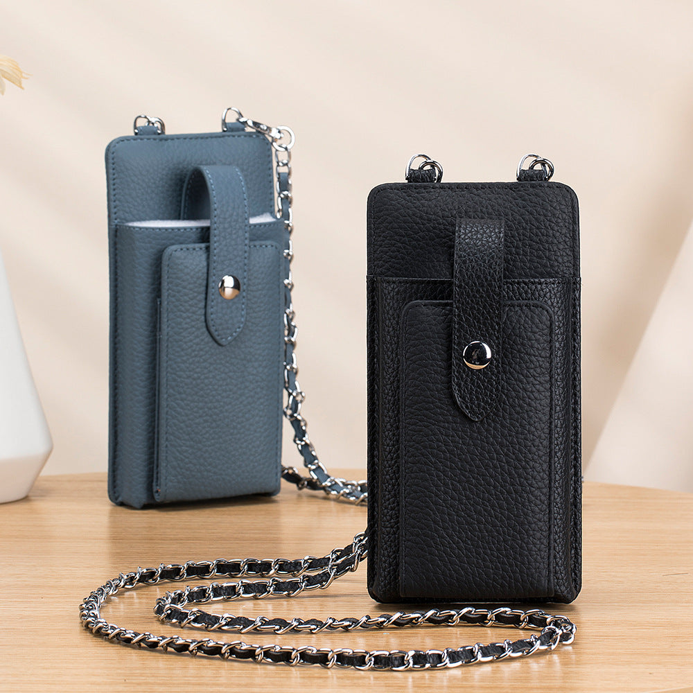 Women's Chic Mobile Genuine Leather Chain Mini Phone Bags
