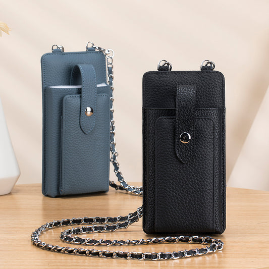 Women's Chic Mobile Genuine Leather Chain Mini Phone Bags
