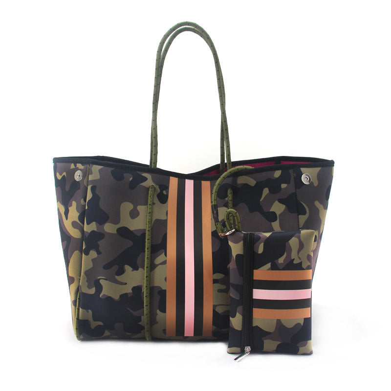 Leopard Print Printed Black Portable Beach Shoulder Bags