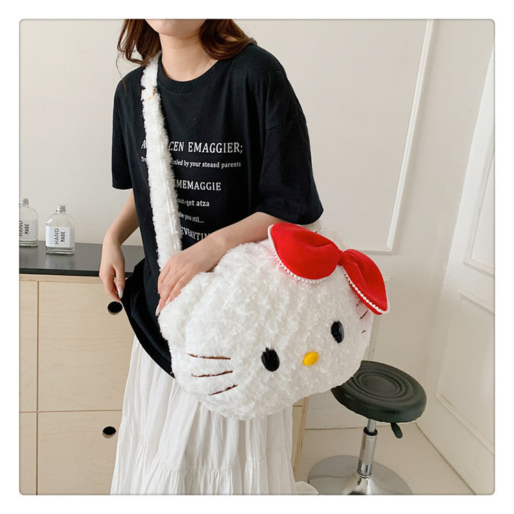 Women's Plush Kitty Big Face Cute Clow Women's Messenger Bag