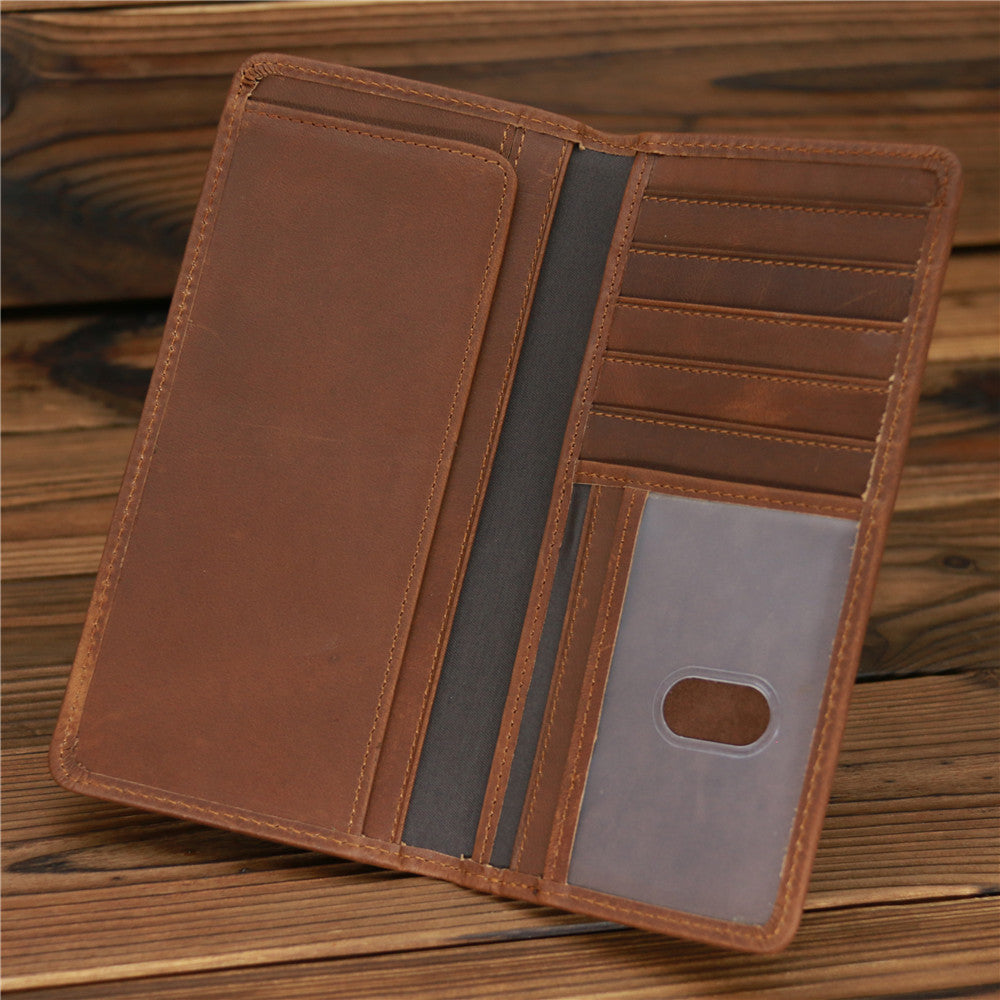 Men's Horse Leather Long First Layer Cowhide Men's Wallets