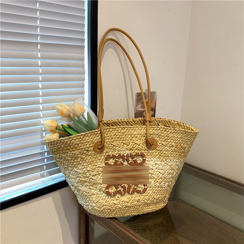 Straw Large Capacity French Hand-woven Holiday Crossbody Bags