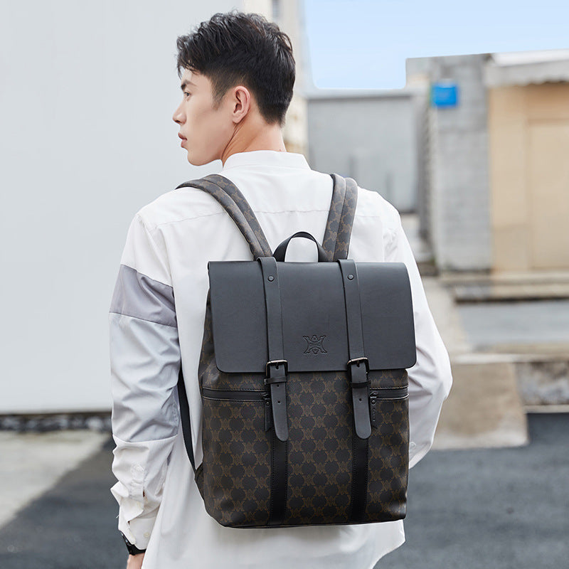 French Male Leather Large Capacity Trendy Wild Leisure Backpacks