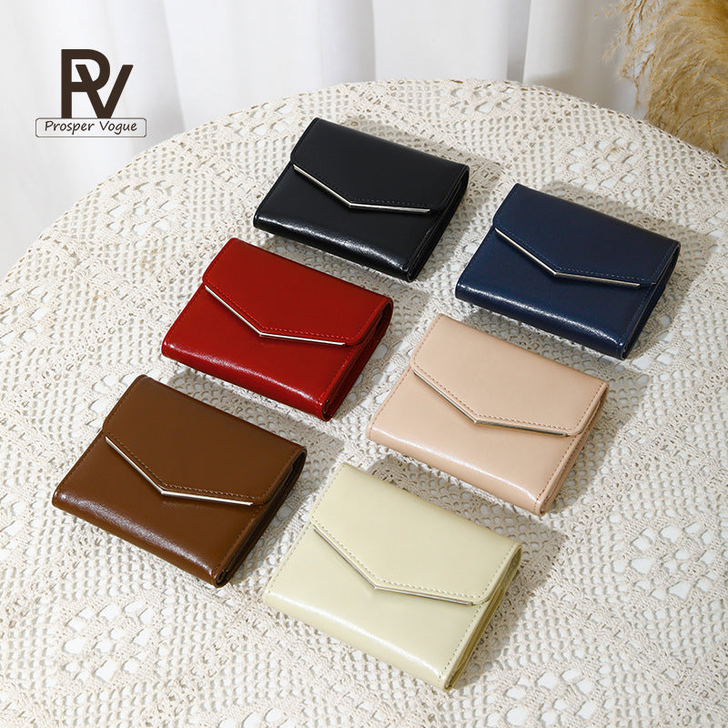 Women's Simple Fresh Clutch Leather Short Exquisite Ladies Wallet