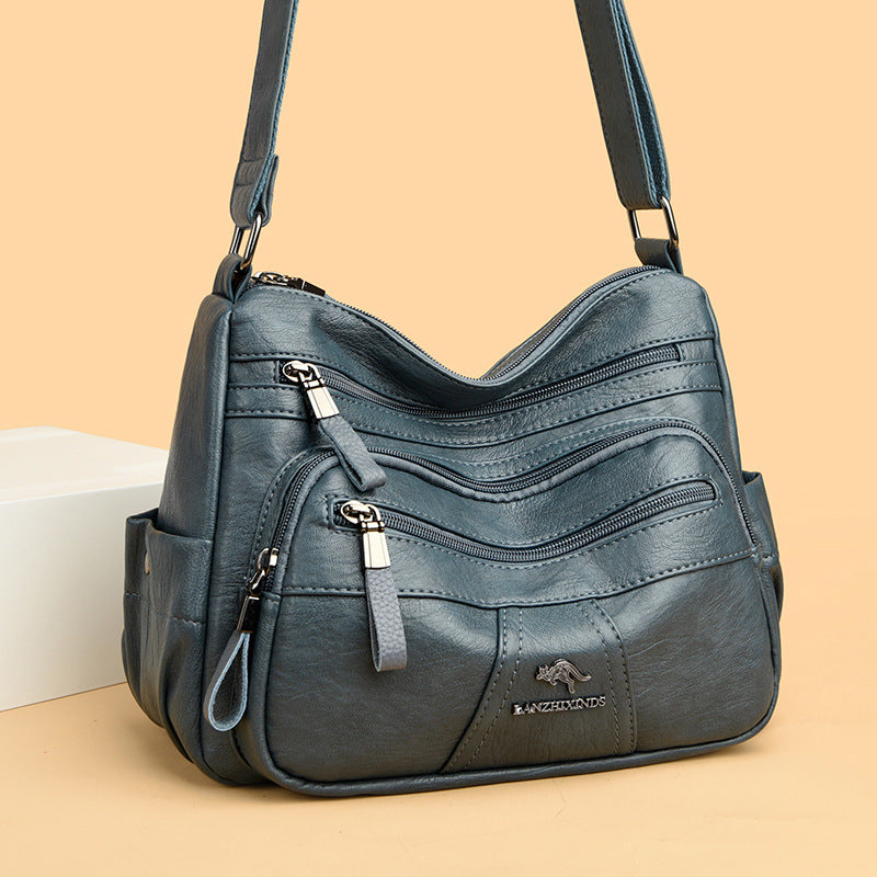 Women's Kangaroo Mom Style Soft Leather Large Capacity Crossbody Bags