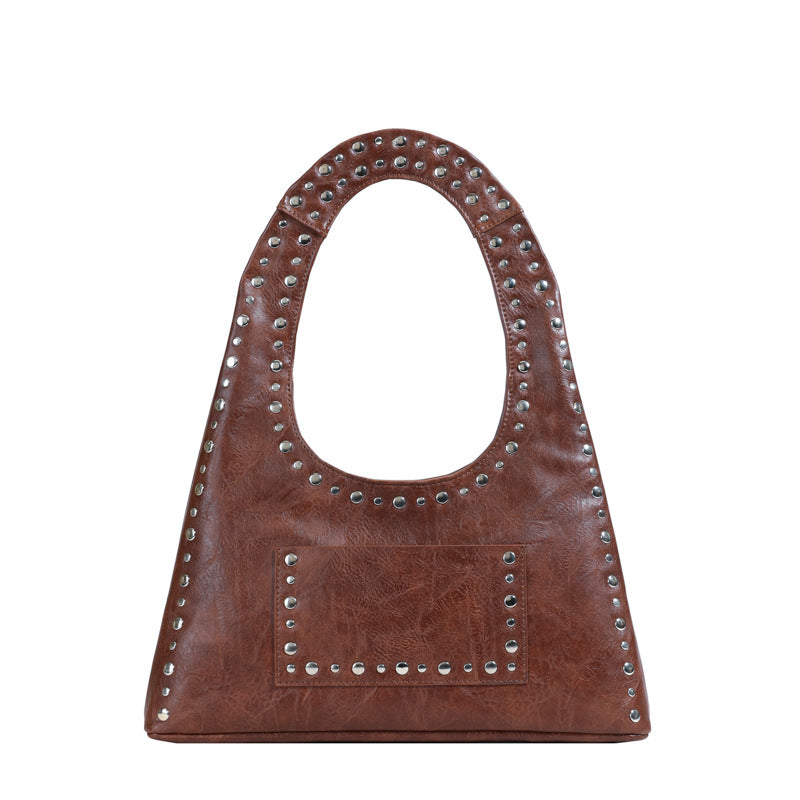 Fashion Motorcycle Oil Wax Leather Simple Waste Armpit Bags