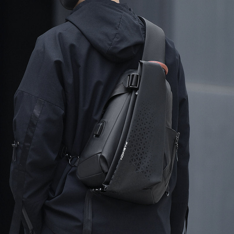 Men's Leisure Large Capacity Male Charging Port Men's Chest Bags
