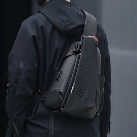 Men's Leisure Large Capacity Male Charging Port Men's Chest Bags