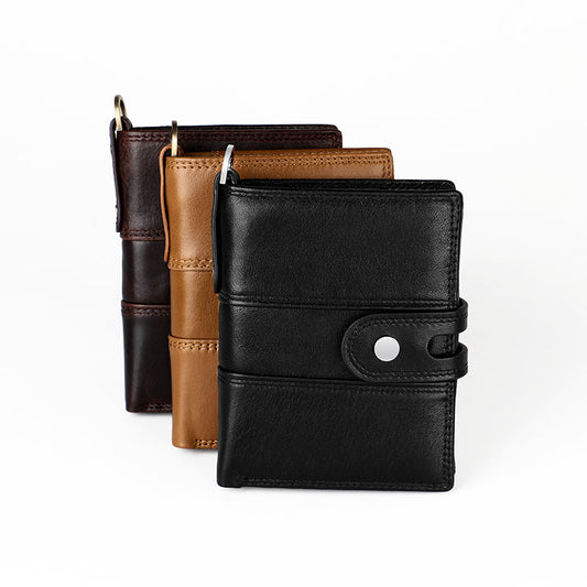 Men's First Layer Cowhide Swiping Slots Leather Men's Wallets