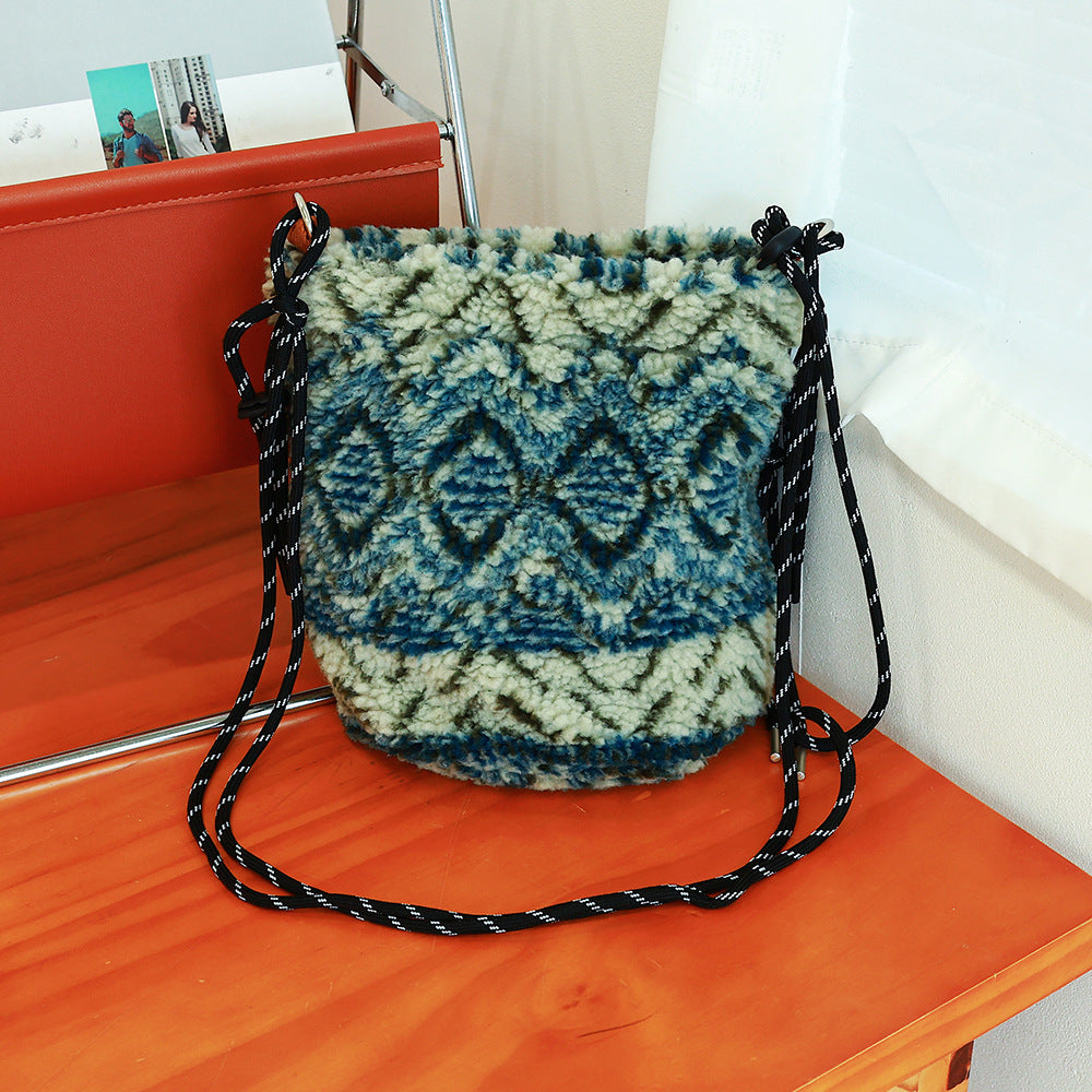 Women's Winter Plush Pouch Lamb Wool Western Style Women's Handbag