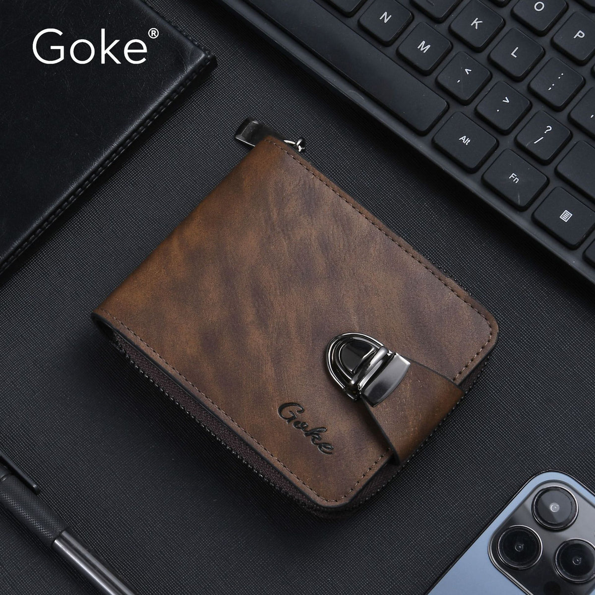 Popular Men's Short Business Zipper Clutch Men's Wallet