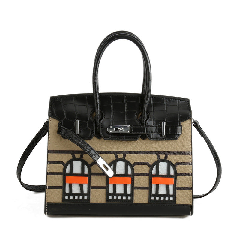 Women's Classic Contrast Color House Portable Shoulder Bags