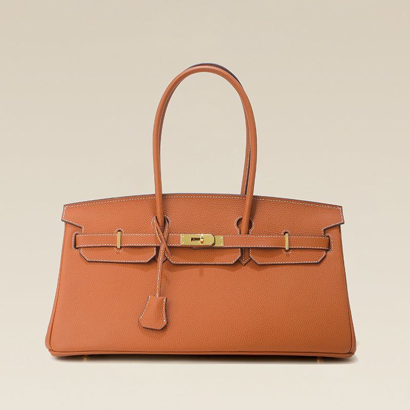 Women's Horizontal Top Layer Cowhide Leather Large Capacity Women's Handbag