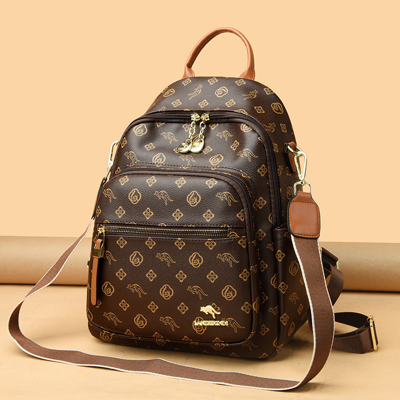 Women's Kangaroo Soft Leather Mummy Large Capacity Backpacks