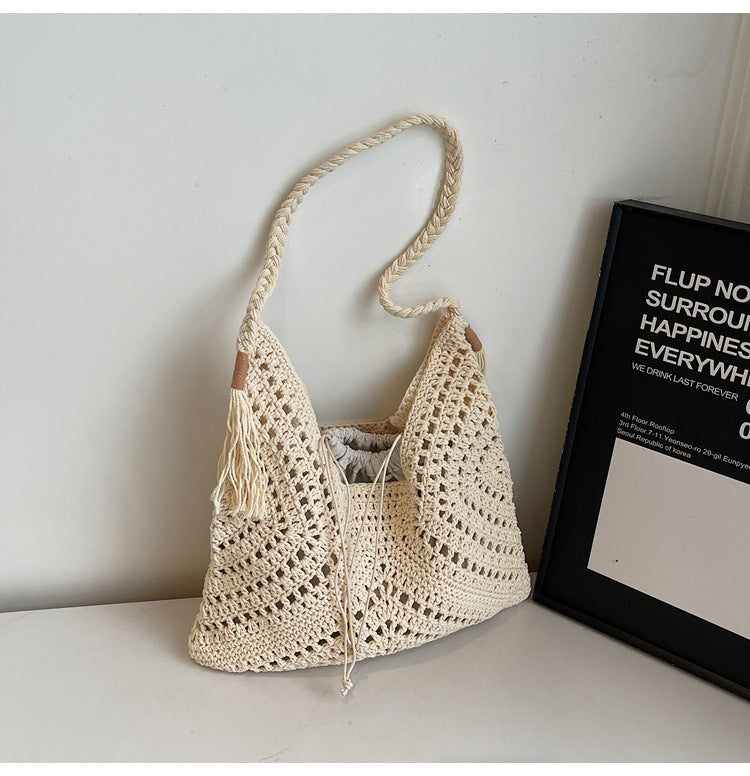 Women's Idle Style Loose Feeling Large Capacity Woven Summer Seaside Holiday Women's Shoulder Bag