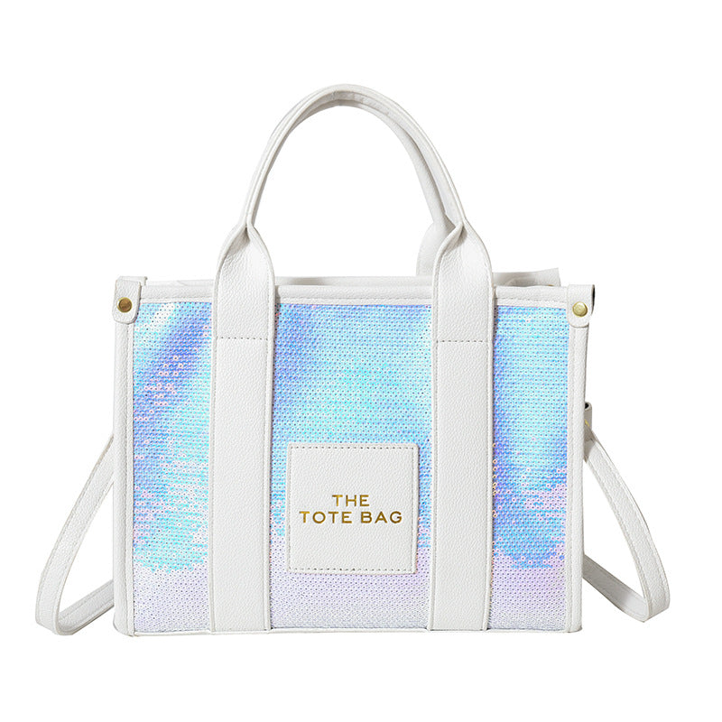 Ditch Hand-held Female Niche Sequins Contrast Tote Bags