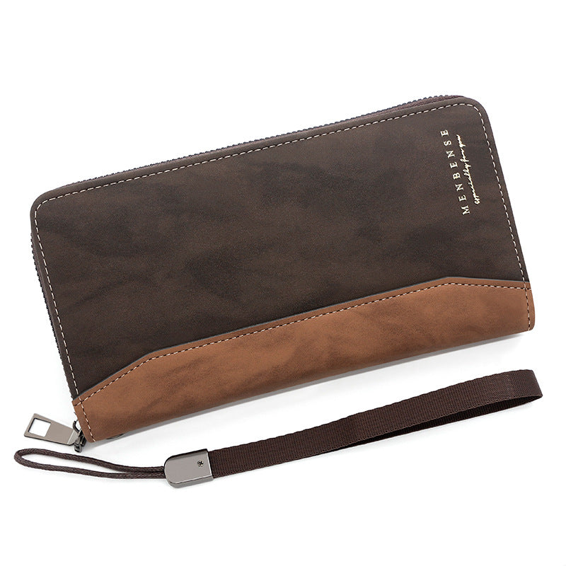Men's Stitching Long Zipper Boutique Large Capacity Multi Men's Wallet