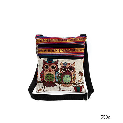 Women's Tourist Attractions Ethnic Characteristics Cloth Creative Style Cute Owl Shoulder Bags
