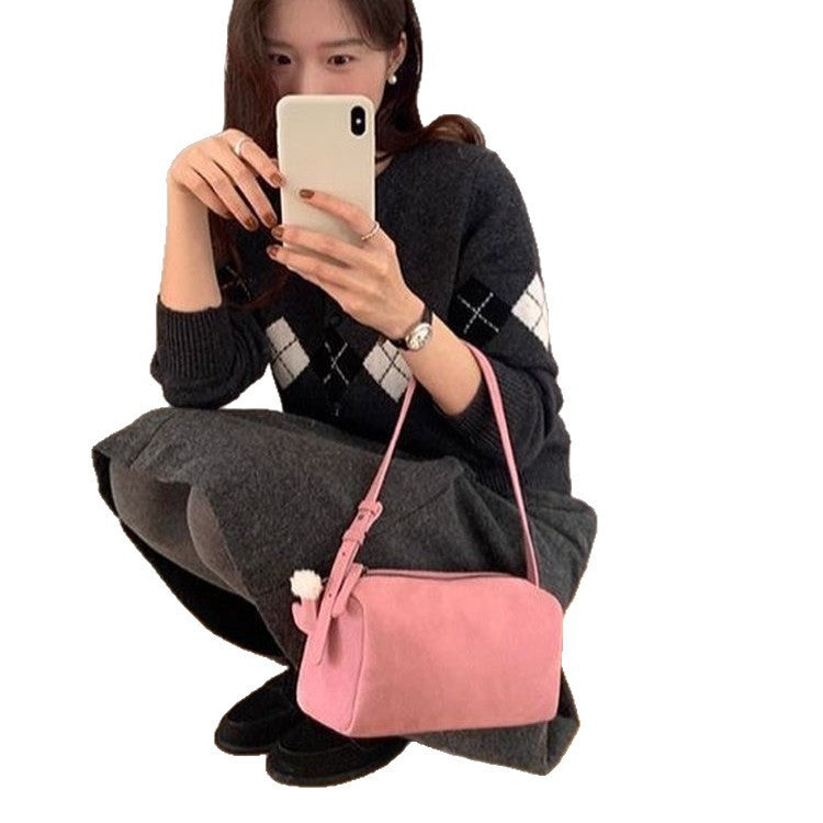Women's Suede Pillow Underarm Toast Matte Texture Bags