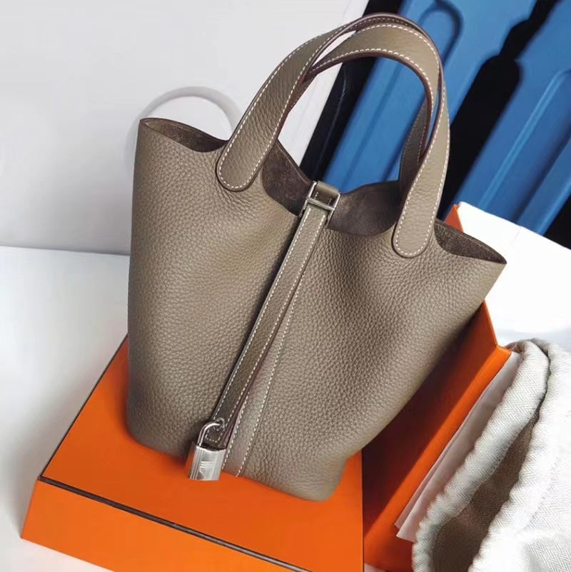 Women's Home Vegetable Basket Hand First Layer Cowhide Bags