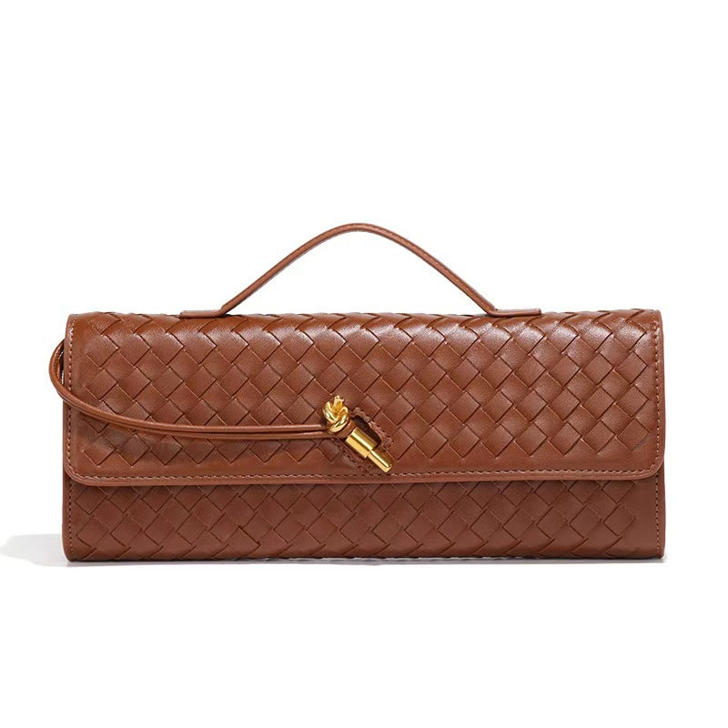 Women's Woven Baguette Fashion Horizontal Clutch Organ Women's Shoulder Bag