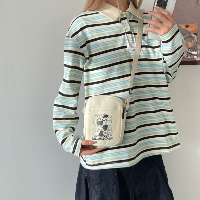 Women's Artistic Cartoon Leisure Stylish Lightweight Mobile Canvas Bags