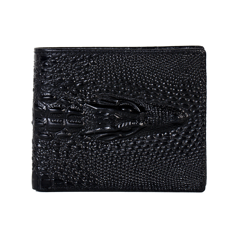 Embossed Leather For Man Horizontal Vertical Crocodile Head Textured Men's Wallet
